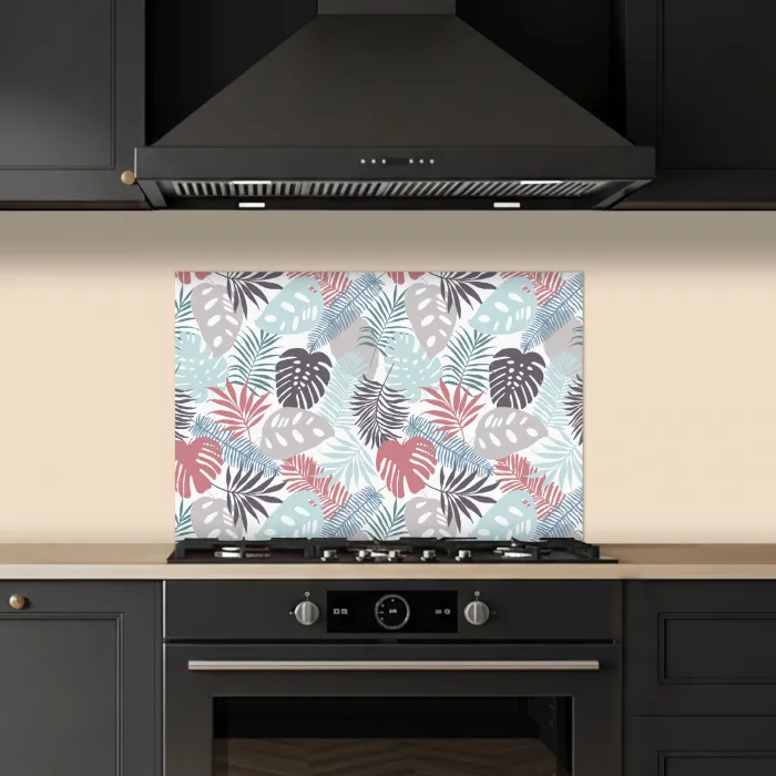Bladeren - Jungle - Pastel - Tropisch keuken achterwand spatscherm klein -sfeer1