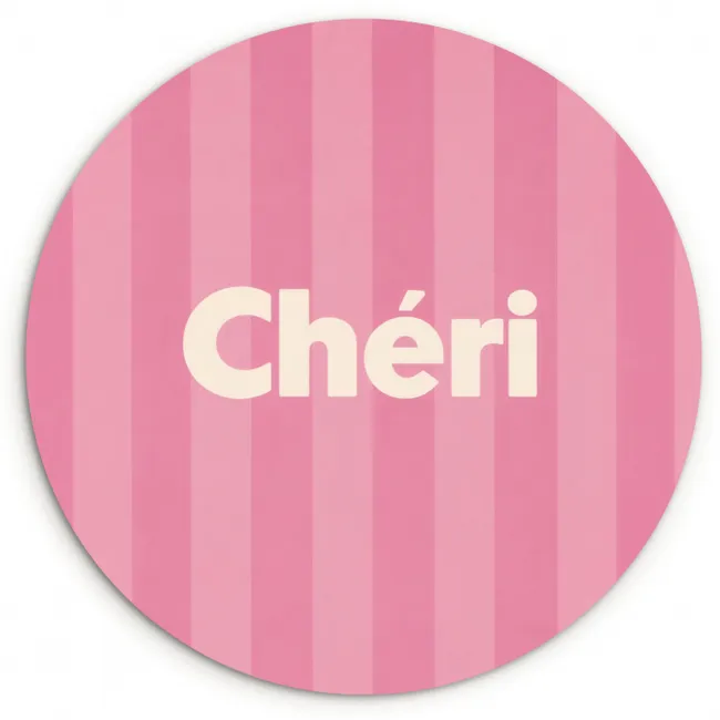 Gestreept - Roze - Chéri Wandcirkel kunststof plaat 5mm dik klein -3d