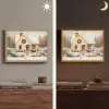 Kerst - Huis - Winter - Sneeuw Light Box met batterij (Wandlamp) middel -sfeer3