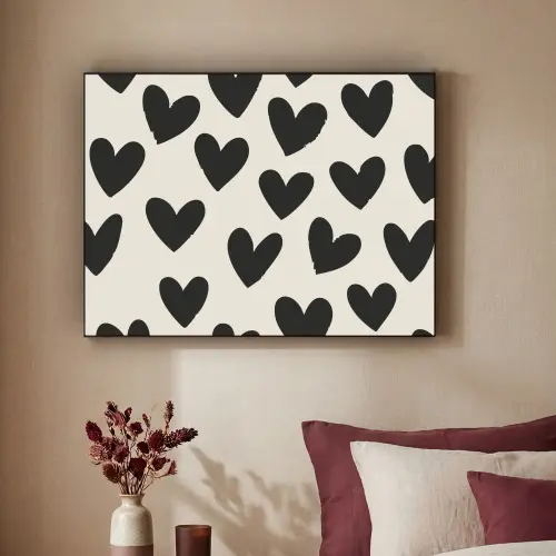 Hartjes - Zwart - Beige Textielframe - compleet frame klein -sfeer1