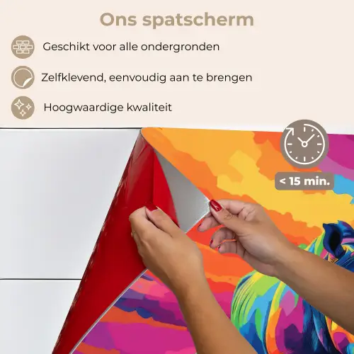 Neushoorn - Zonsondergang - Savanna - Kleurrijk keuken achterwand spatscherm klein -spatscherm_NL