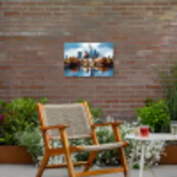 Bomen Frankfurt- Stad - Skyline - Brug Tuinposter op houten frame 2 cm dik klein -sfeer3