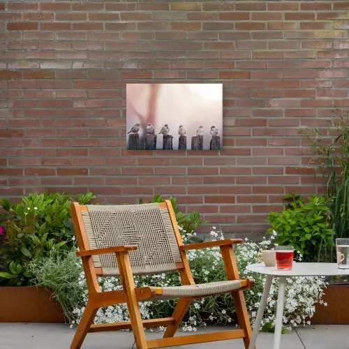 Mussen op Houten Palen Tuinposter op houten frame 2 cm dik klein -sfeer3
