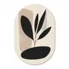 Plant - Beige - Japandi Wandcirkel Ovaal Glas middel -3d