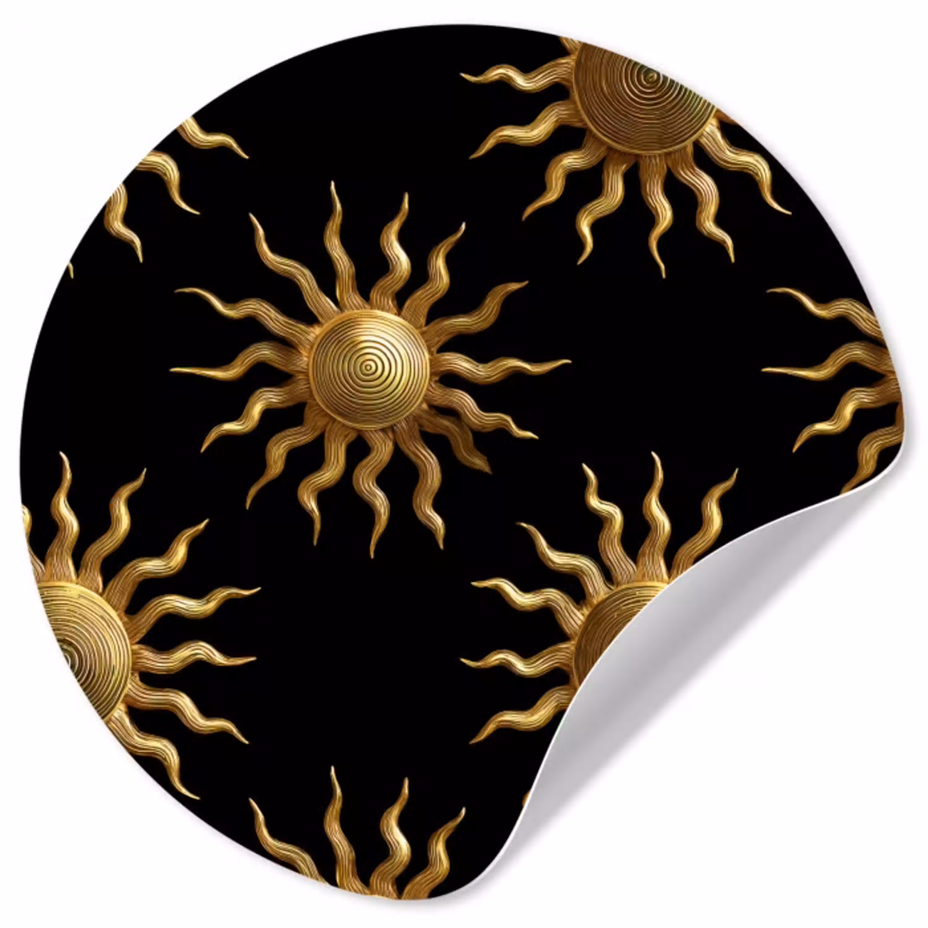 Zon - Patroon - Luxe - Goud - Zwart Wandcirkel behangsticker klein 186 -3d