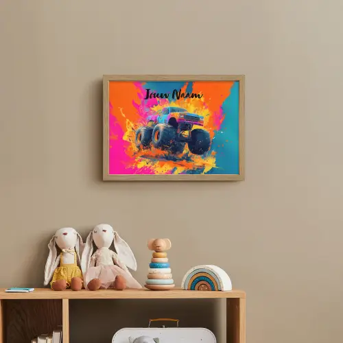 Monstertruck - Abstract - Verfspatten - Kleurrijk Light Box met batterij (Wandlamp kind) middel -sfeer2_kind