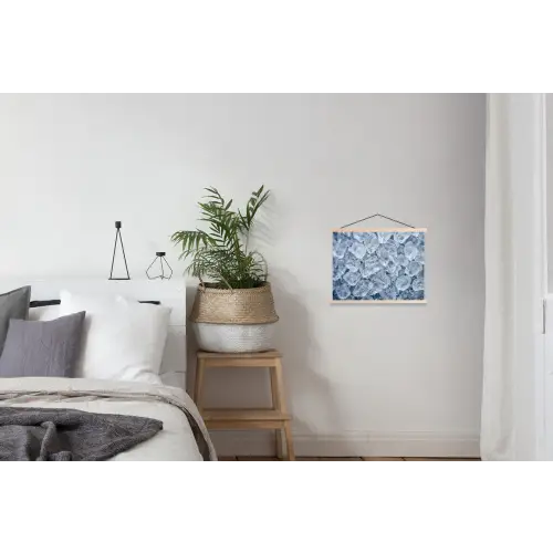 Ijsblokjes - Water - Blauw textielposter latten blank klein -woonkamer