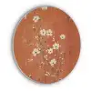 Bloemen - Wit - Subtiel - Roestkleur Akoestische PET Vilt - Rond klein -3d