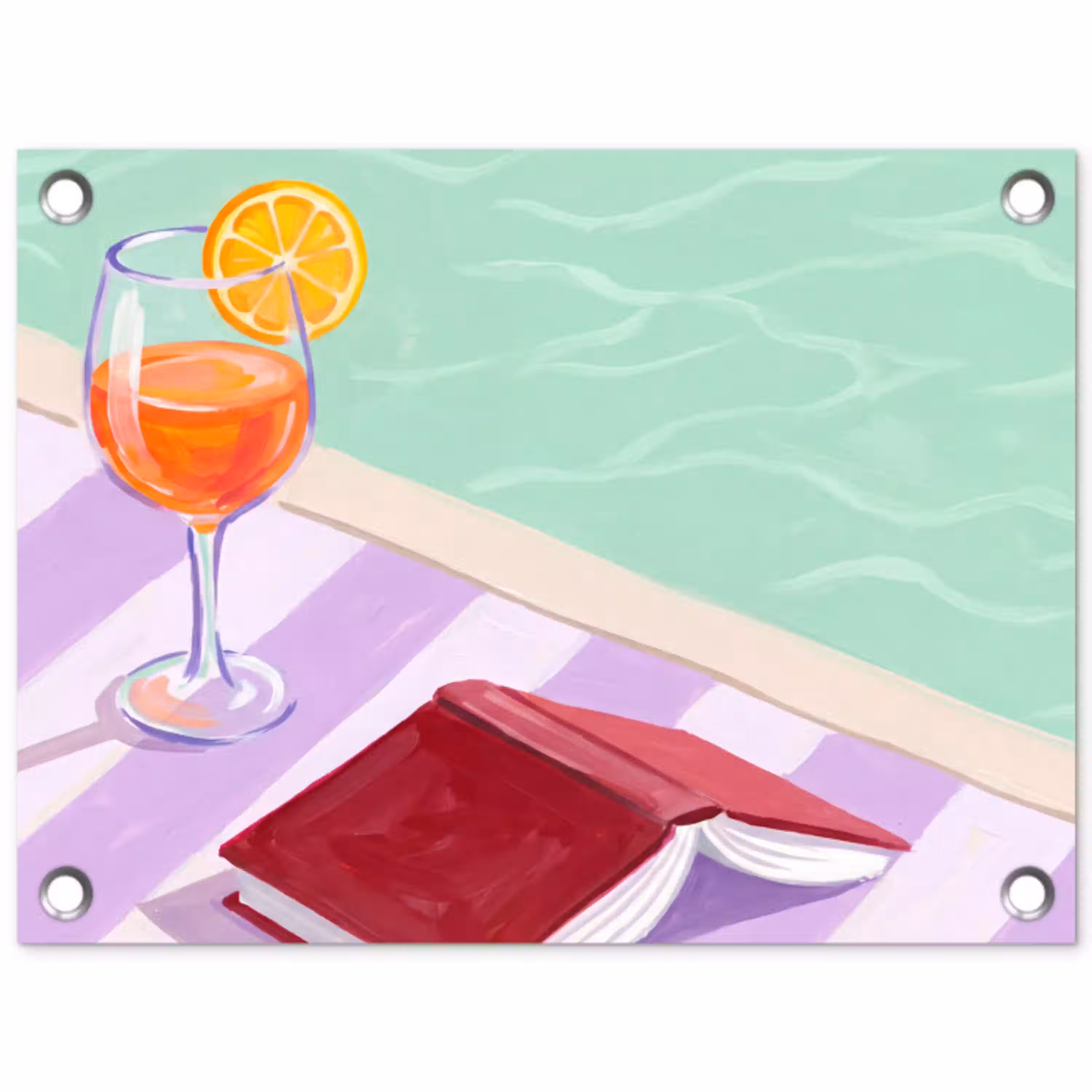 Cocktail - Zwembad - Zomer tuinposter los doek klein -3d