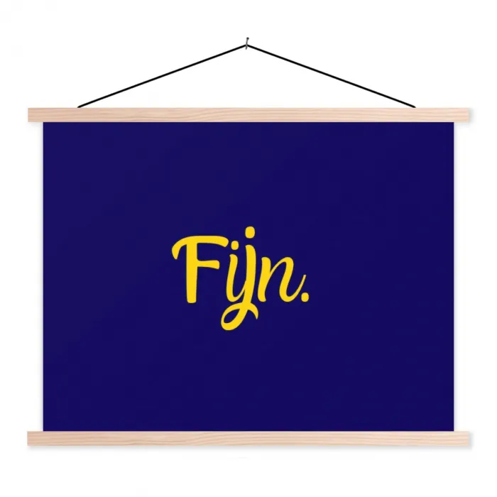 Blauw - Geel - Fijn textielposter latten blank klein -3d