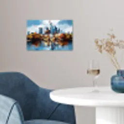 Bomen Frankfurt- Stad - Skyline - Brug poster papier klein -sfeer3