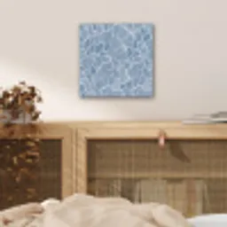 Abstract - Blauw - Bladeren aluminium wit klein -sfeer3