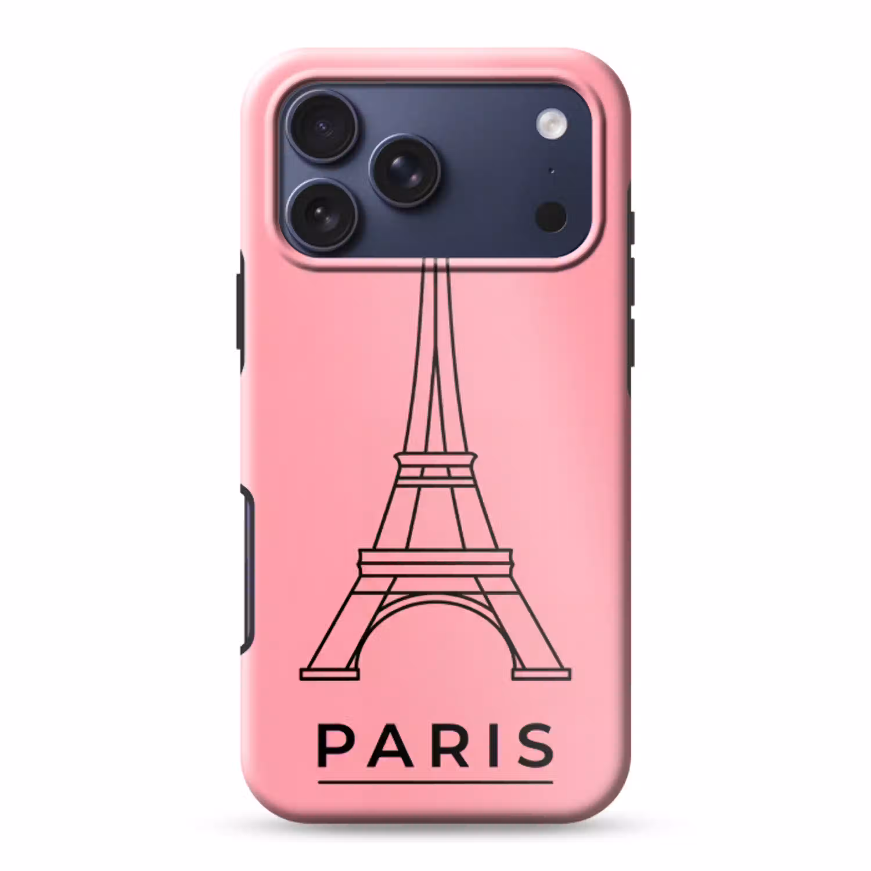 Eiffeltoren - Parijs - Architectuur - Minimalistisch - Roze Toughcase MagSafe Apple iPhone 17 Pro Max klein -3d
