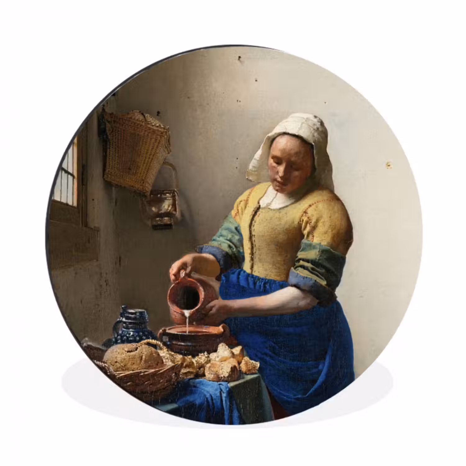 Alu-Dibond-Bild Rund - Das Milchmädchen - Kunst - Alte Meister - Vermeer