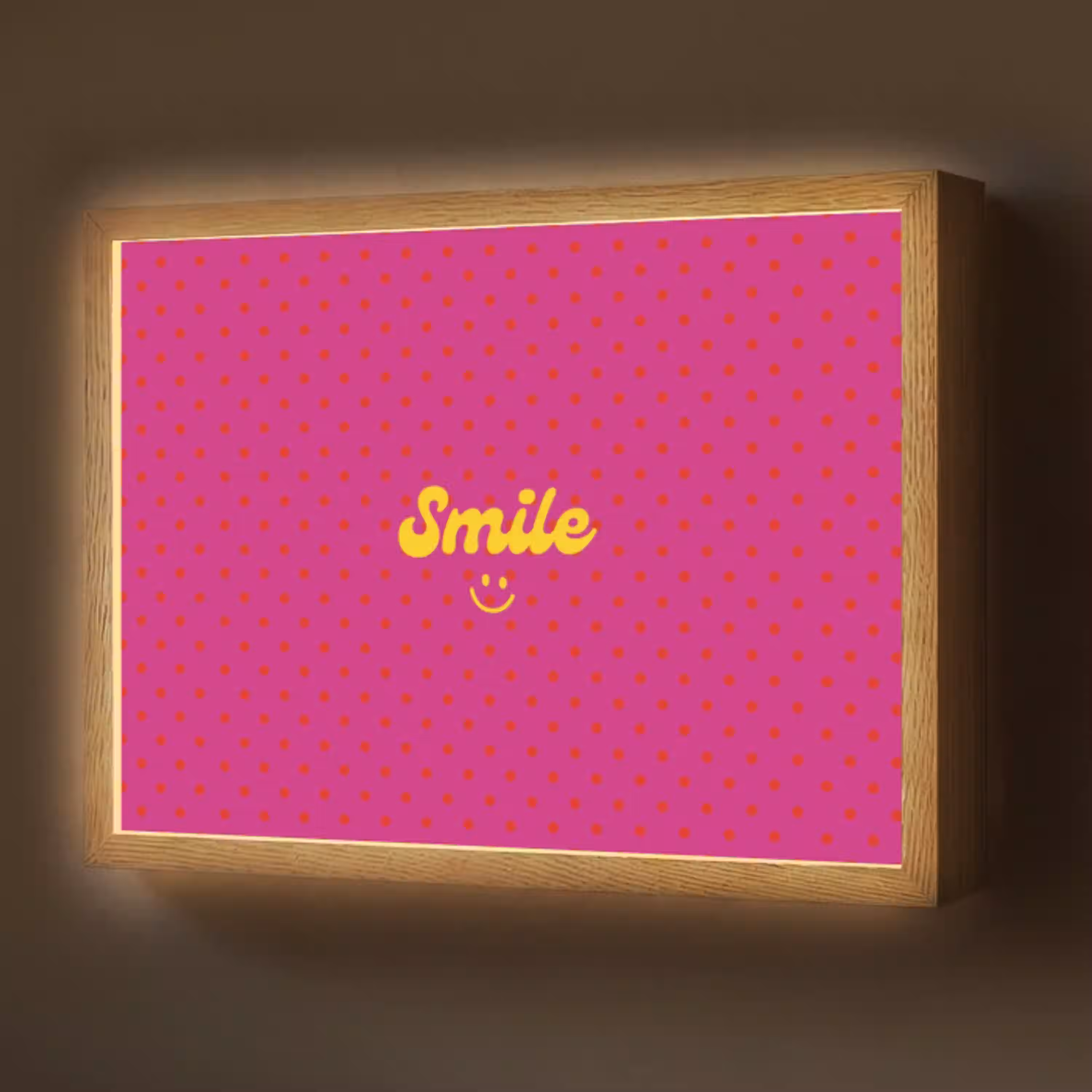 Smile - Stippen - Geel - Smiley - Roze Light Box met batterij (Wandlamp) middel -z3d_website
