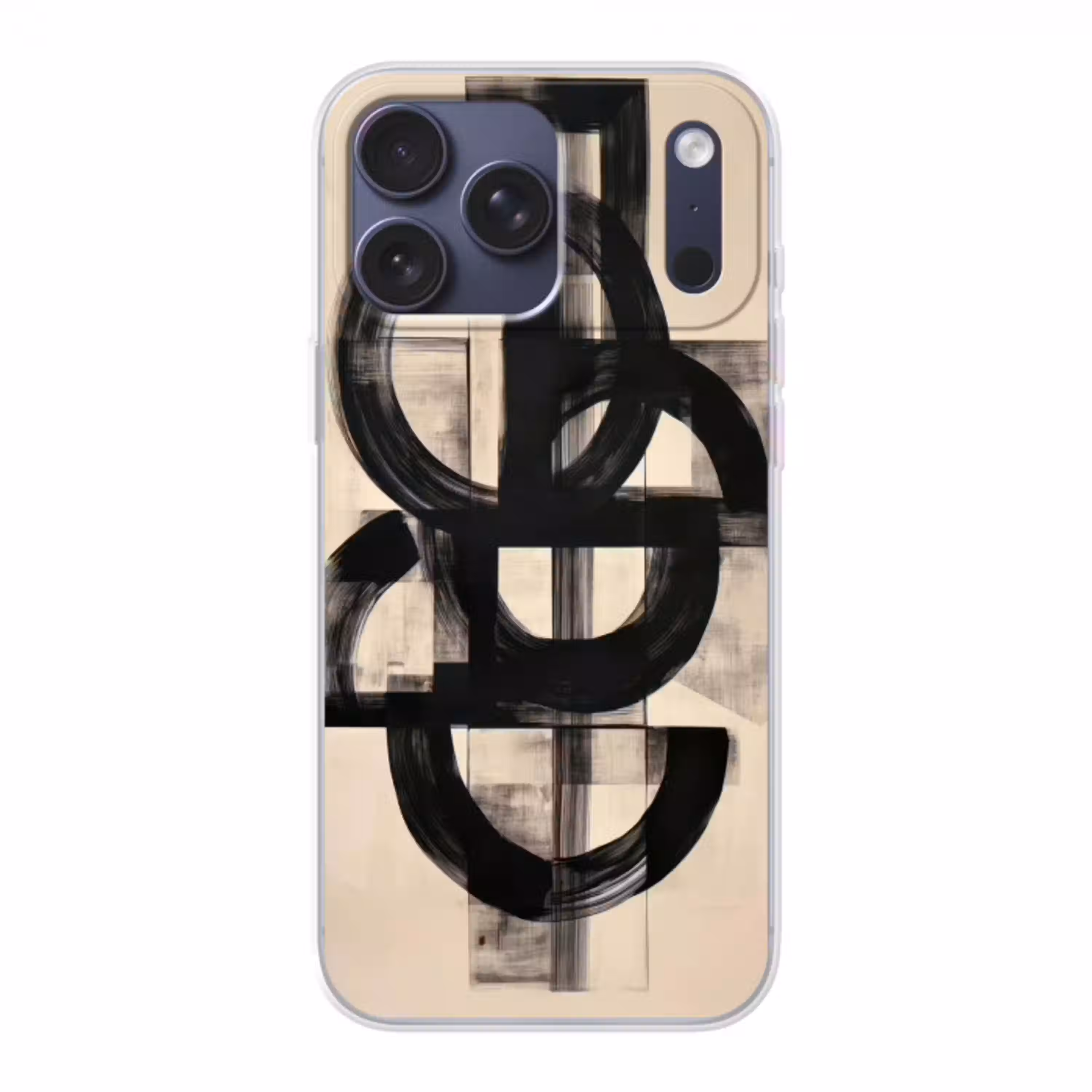 Cirkels - Lijnen - Vormen - Zwart Telefoonhoesje iPhone 17 Pro Max klein -3d