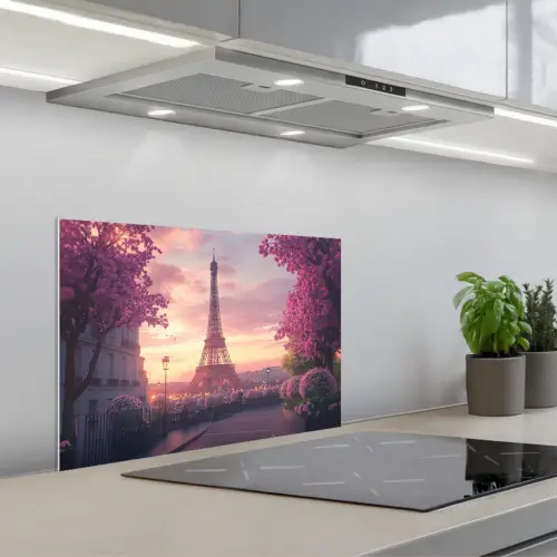 Eiffeltoren - Parijs - Roze keuken achterwand spatscherm klein -3d_schuin