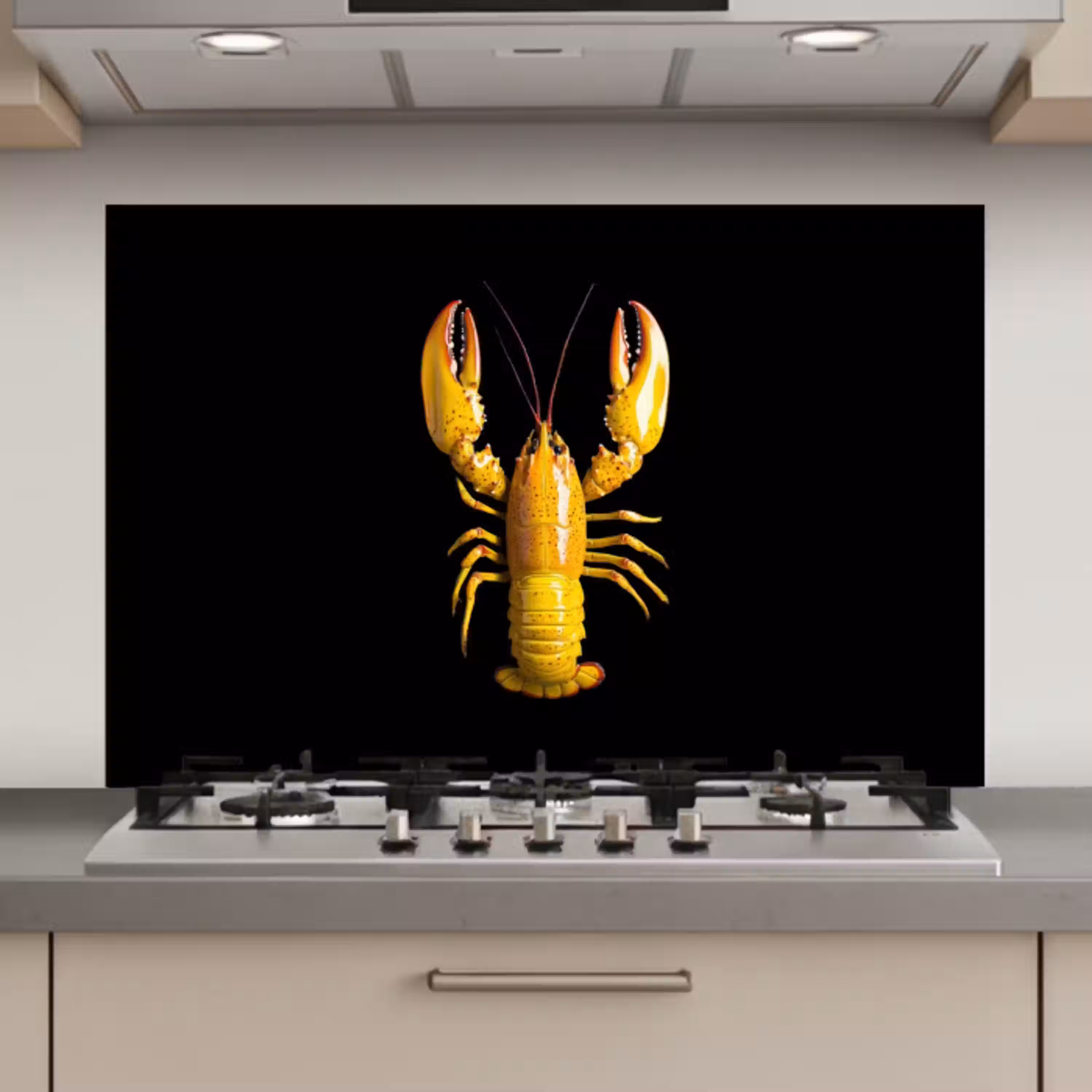 Kreeft - Geel - Stippen - Effen keuken achterwand spatscherm klein -3d_website