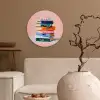 Boeken - Stapel - Kleurrijk Wandcirkel plexiglas klein -sfeer1