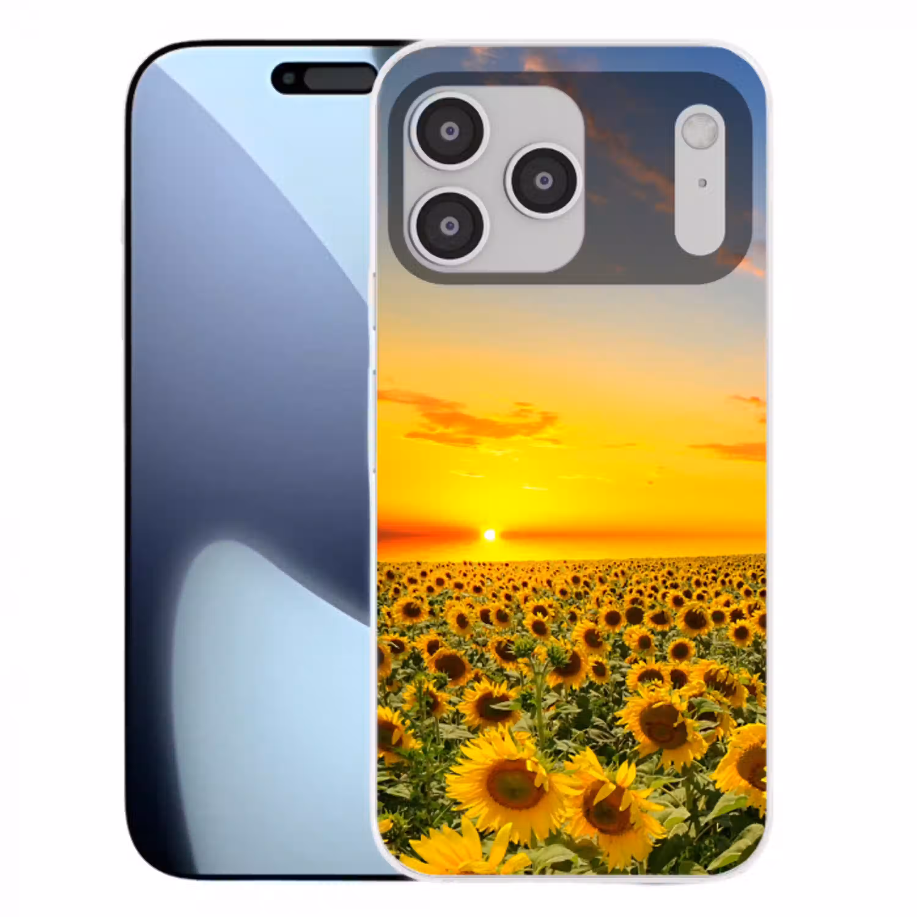 Bloemen - Zonnebloem - Zonsondergang - Nacht - Oranje Telefoonhoesje iPhone 17 Pro Max klein -3d