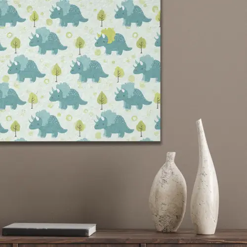 Triceratop - Blauw - Stippen - Boompjes PET vilt klein -sfeer6_closeup