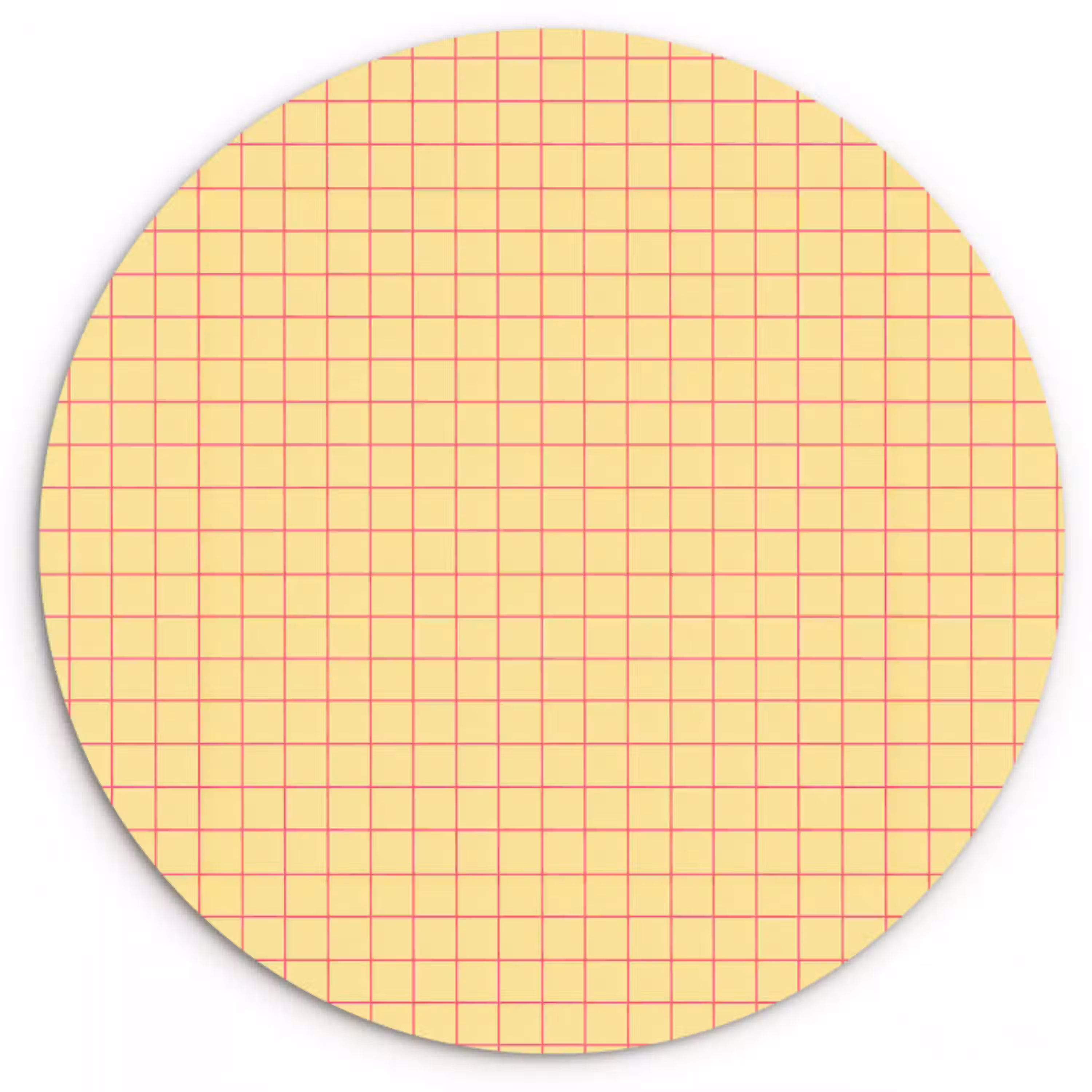 Ruitjes - Grid - Minimalistisch - Geel - Roze Wandcirkel kunststof plaat 5mm dik klein 188 -3d