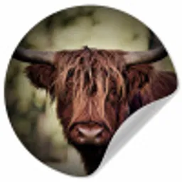 Schotse hooglander - Licht - Portret - Natuur Wandcirkel behangsticker klein -3d