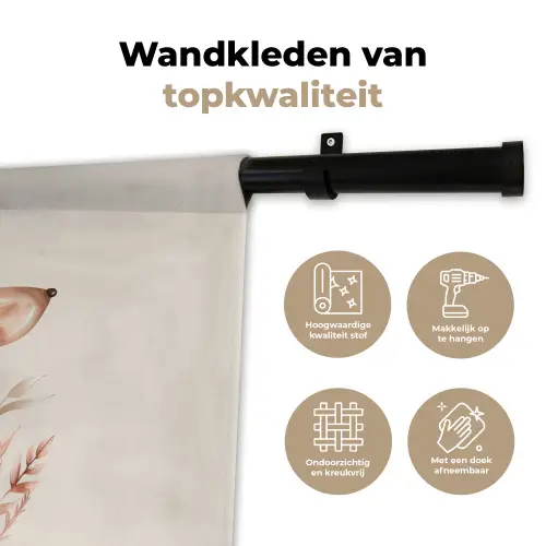 Hert - Bohemian - Bloemen - Bosdieren Wandkleed katoen klein -sfeer2