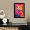 Kat - Kimono - Bloemen - Roze fotolijst zwart zonder passe partout klein -sfeer1