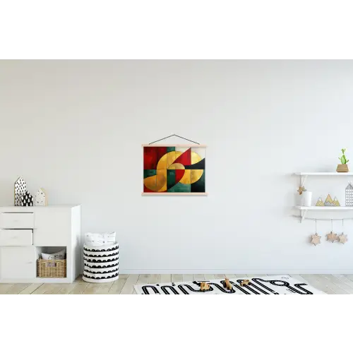 Abstract - Kerst - Goud - Rood - Groen textielposter latten blank klein -kinderkamer