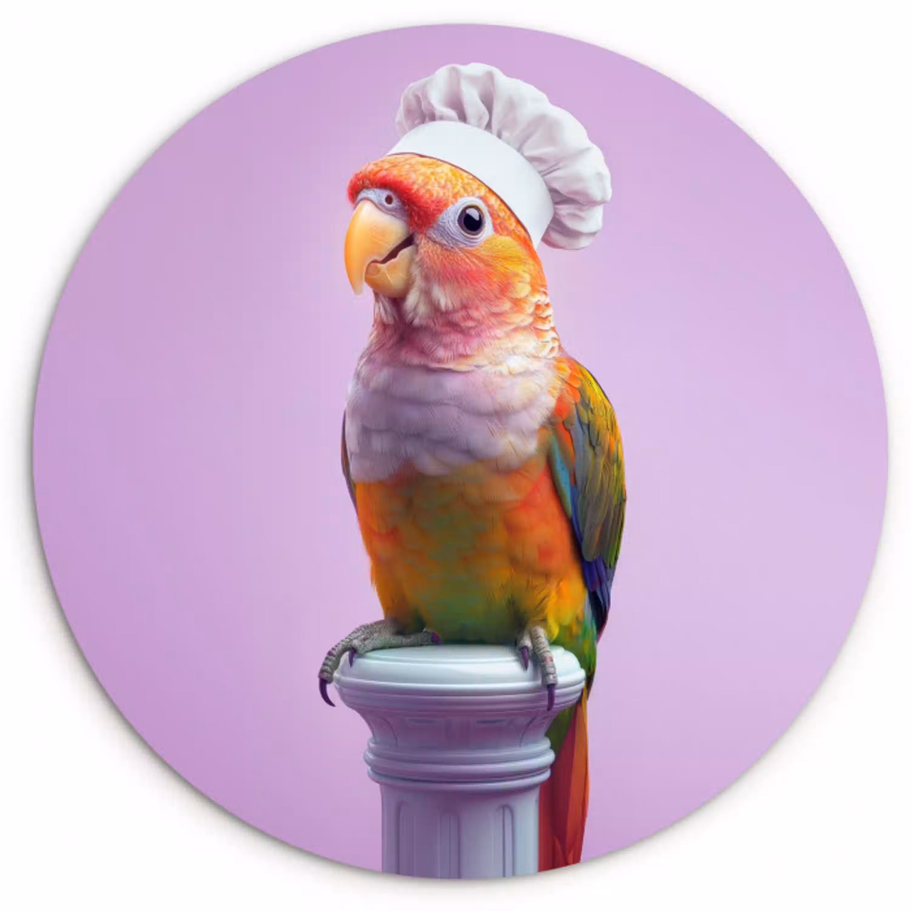 Papegaai - Koksmuts - Pilaar - Vogel Wandcirkel kunststof plaat 5mm dik klein -3d
