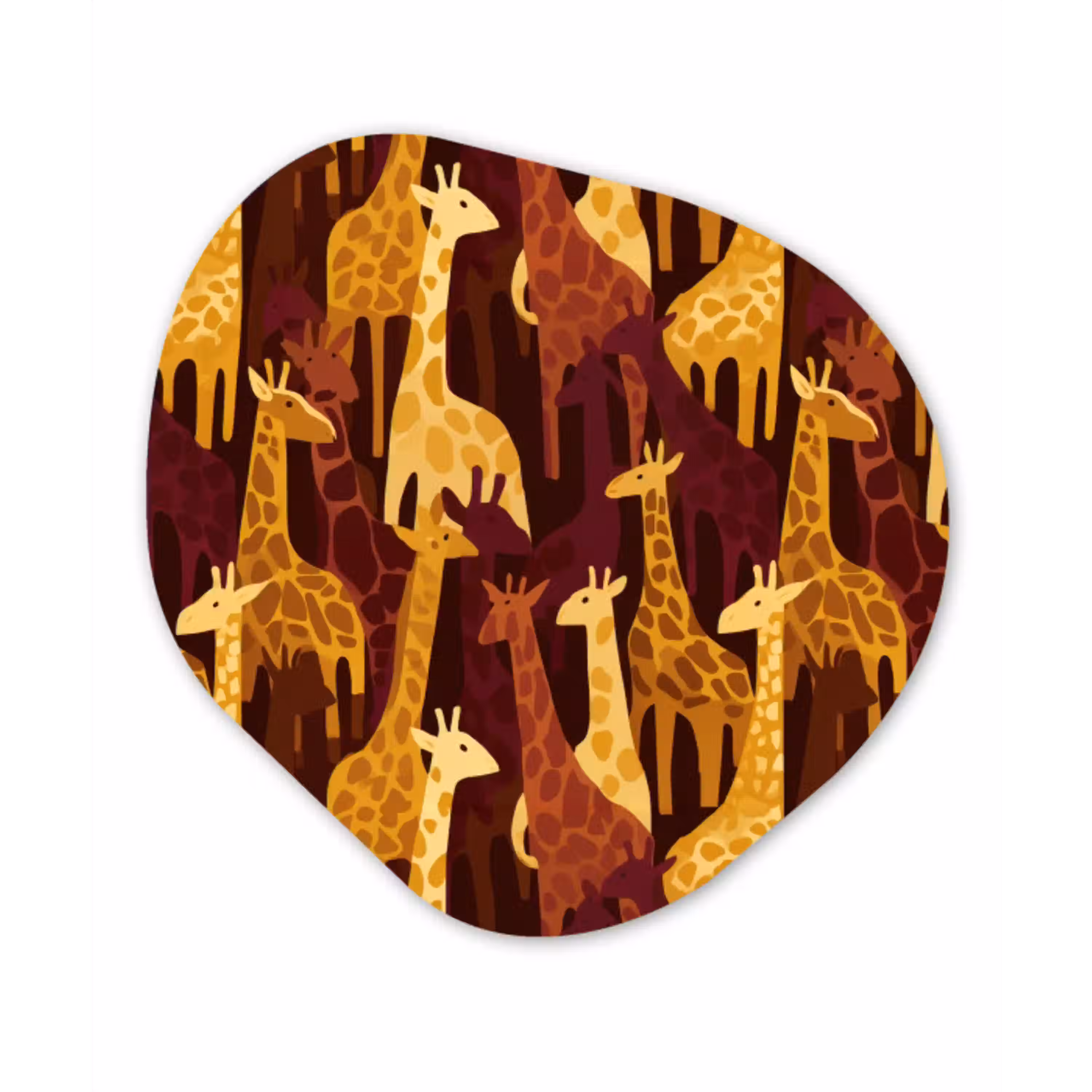 Bruin - Giraffen - Safari - Patroon Wandcirkel Organisch Forex 3mm klein 629 -3d
