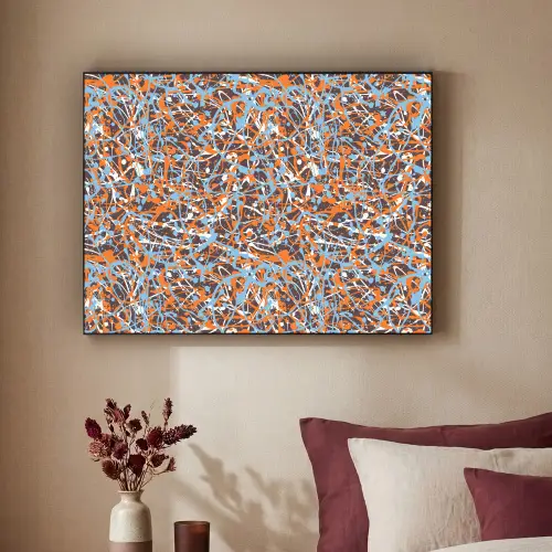 Blauw - Waterverf - Chaos Textielframe zwart klein 947 -sfeer1