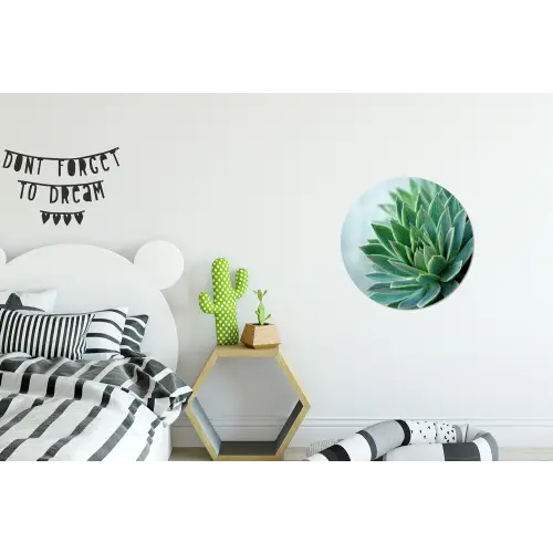 Vetplant - Bladeren - Groen - Wazig Wandcirkel aluminium klein -kinderkamer