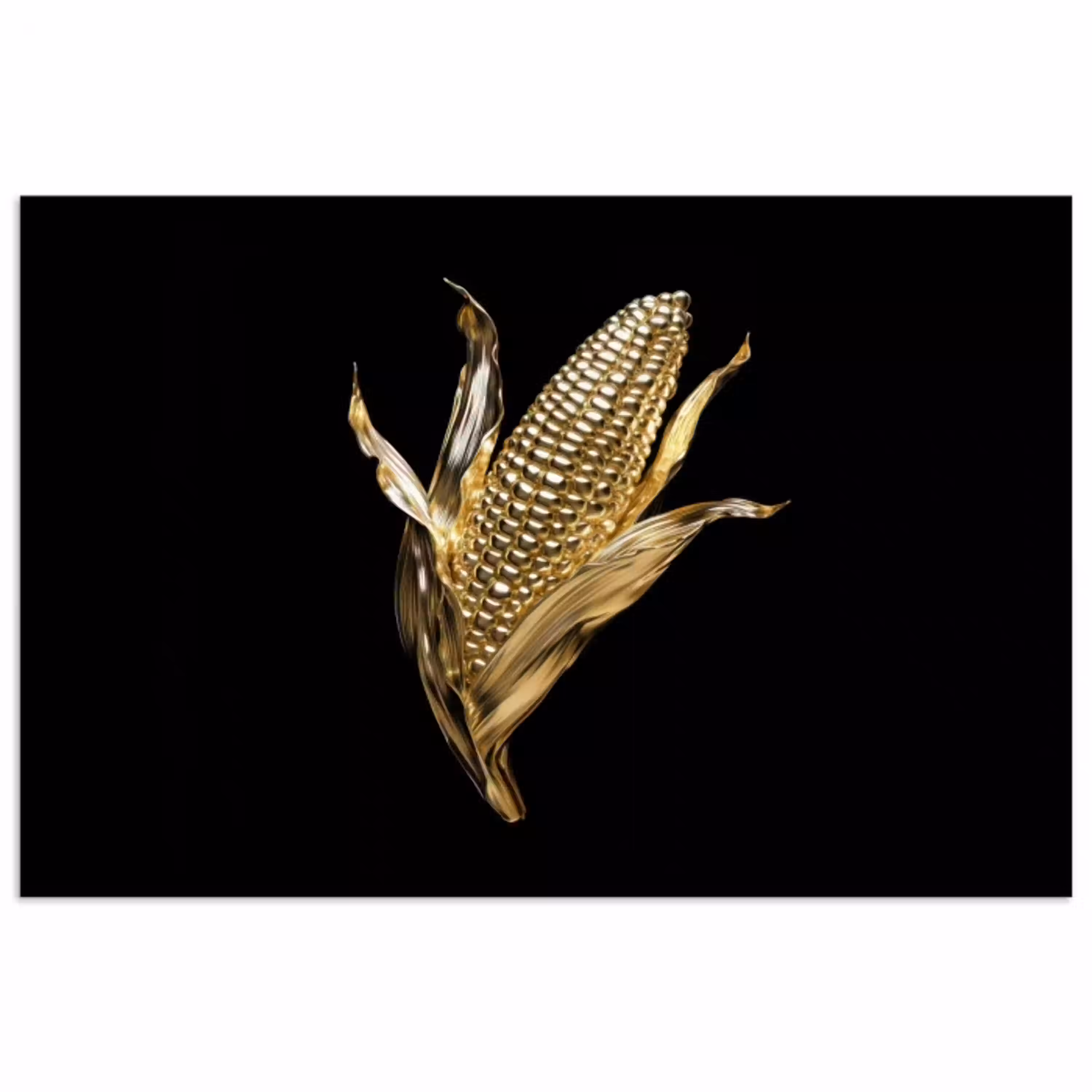 Mais - Eten - Goud - Zwart poster papier klein -3d