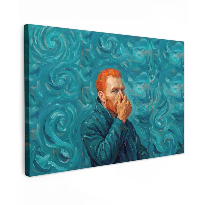 Portret - Klassiek - Blauw Tuinposter op houten frame 2 cm dik klein -3d