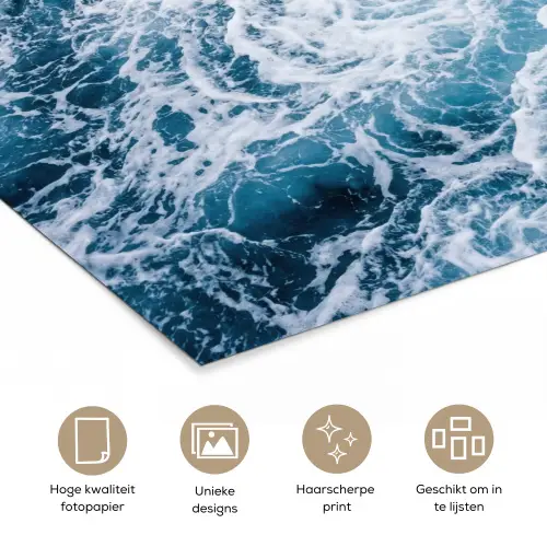 Golven - Oceaan - Blauw poster papier klein -closeup_NL