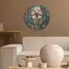 Vlinder - Roze - Bloemen - Bladeren Akoestische PET Vilt - Rond klein -sfeer1