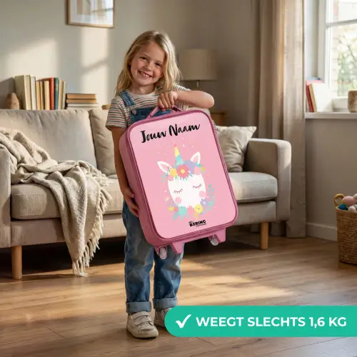Eenhoorn - Bloemen - Roze Kinderkoffer - Roze klein -sfeer2_NL