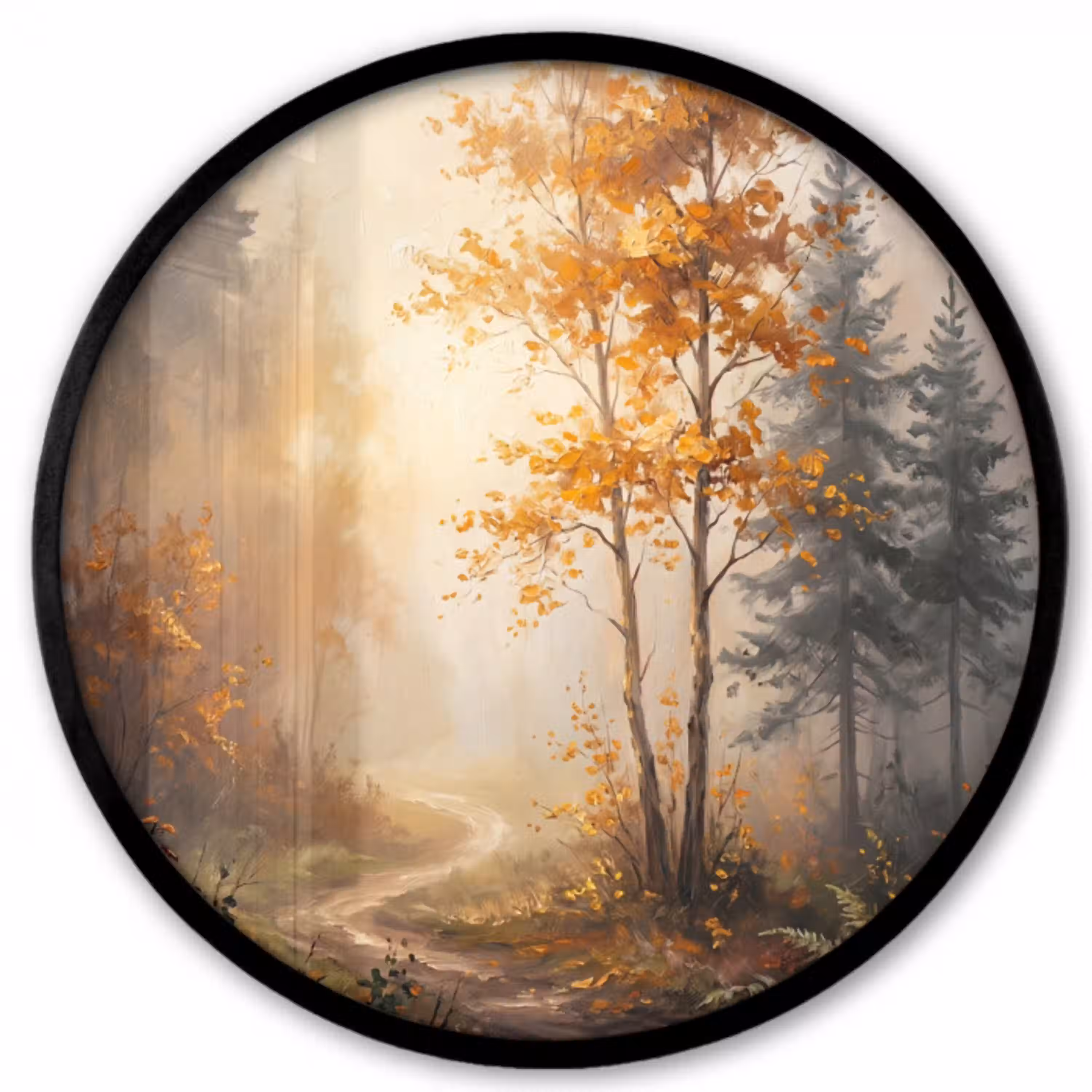 Bospad - Herfstbladeren - Natuur - Schilderachtig - Oranje Fotolijst rond zonder passe partout klein -3d