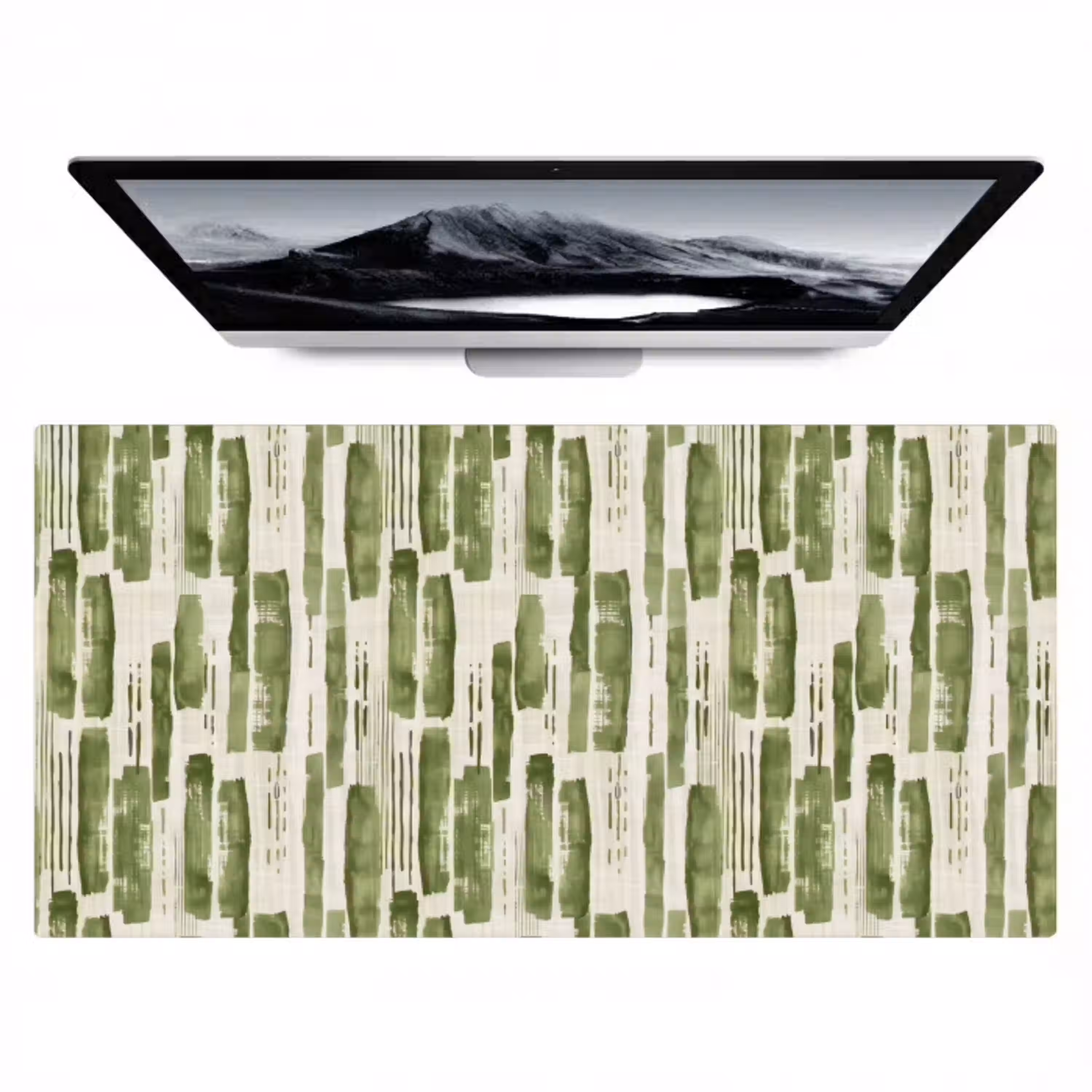Groen - Abstract - Penseelstreken - Linnen - Patroon Muismat XXL klein 681 -zzz3d