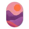 Zon - Heuvels - Paars - Abstract Wandcirkel Ovaal Forex klein -3d
