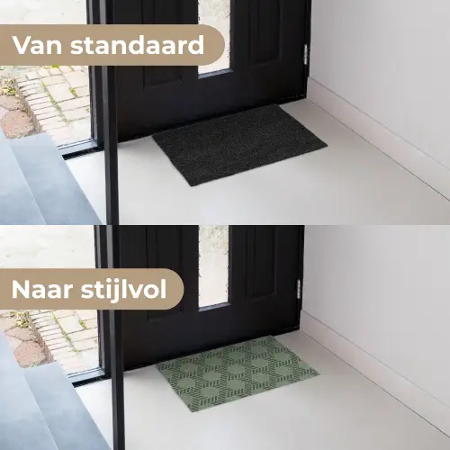 Patroon - Groen - Geometrisch Deurmat klein 898 -voor-na_NL
