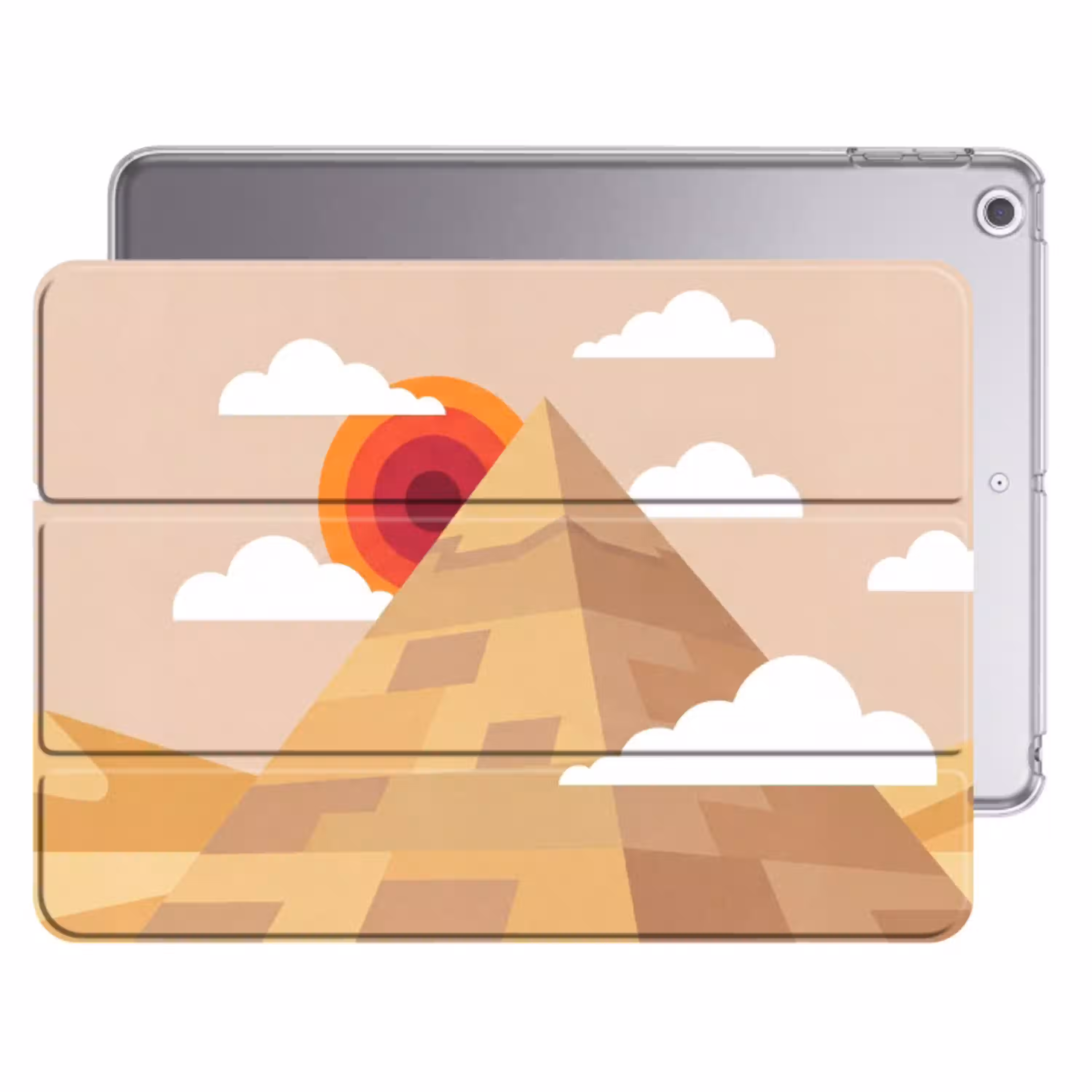 Piramide - Zon - Woestijn - Modern - Oranje Apple iPad 2017 middel -threedimensional_3d_global