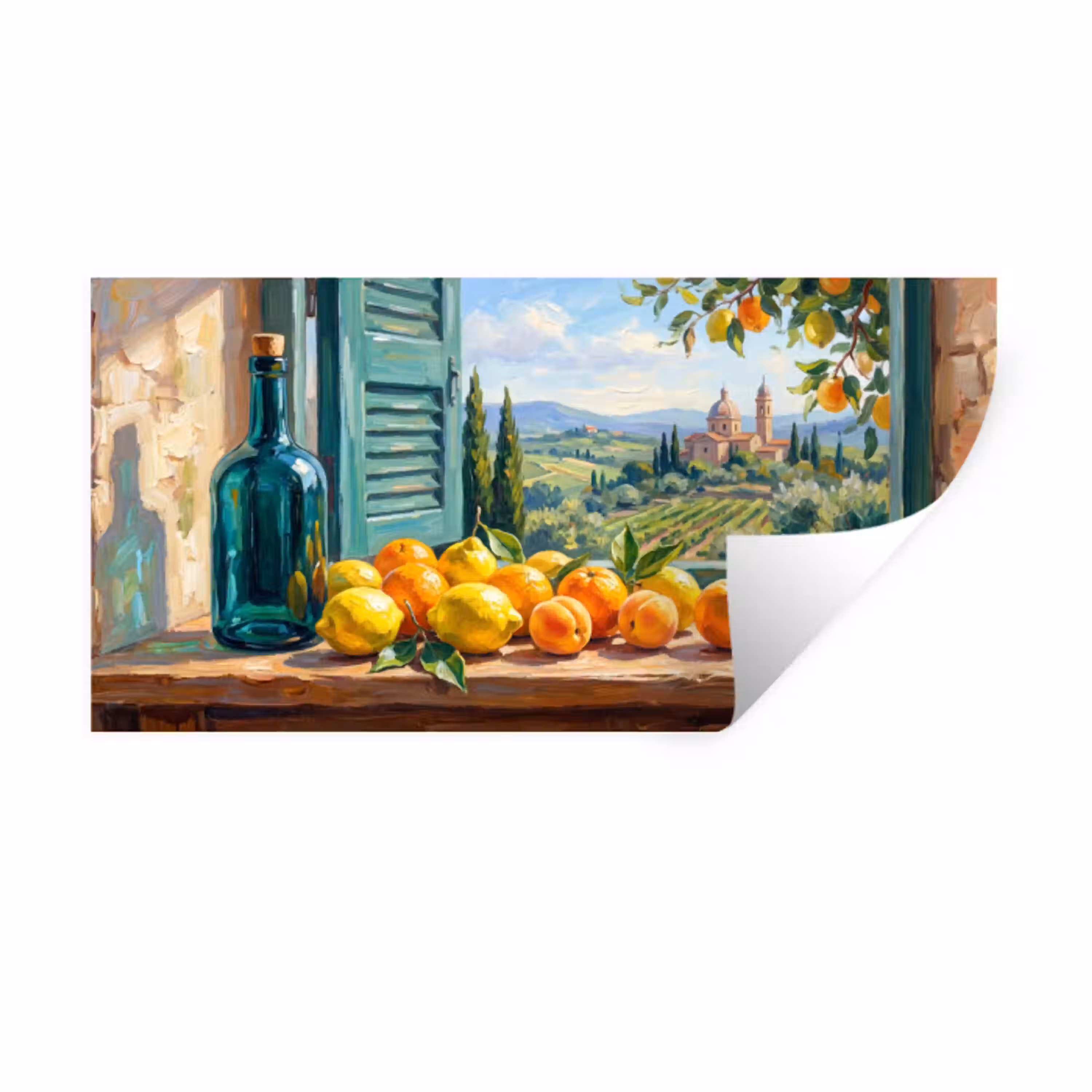 Fles - Fruit - Stilleven Muursticker klein -3d
