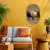 Schapen - Bruin - Wit - Grindpad Wandcirkel Ovaal Forex klein -sfeer4