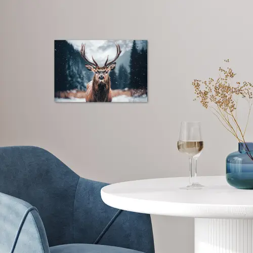 Hert - Dieren - Landschap - Winter - Sneeuw poster papier klein -sfeer3