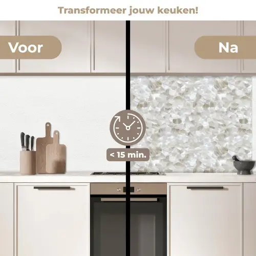Wit - Penseelstreken - Reliëfeffect keuken achterwand 2 middel 871 -voor-na2_NL