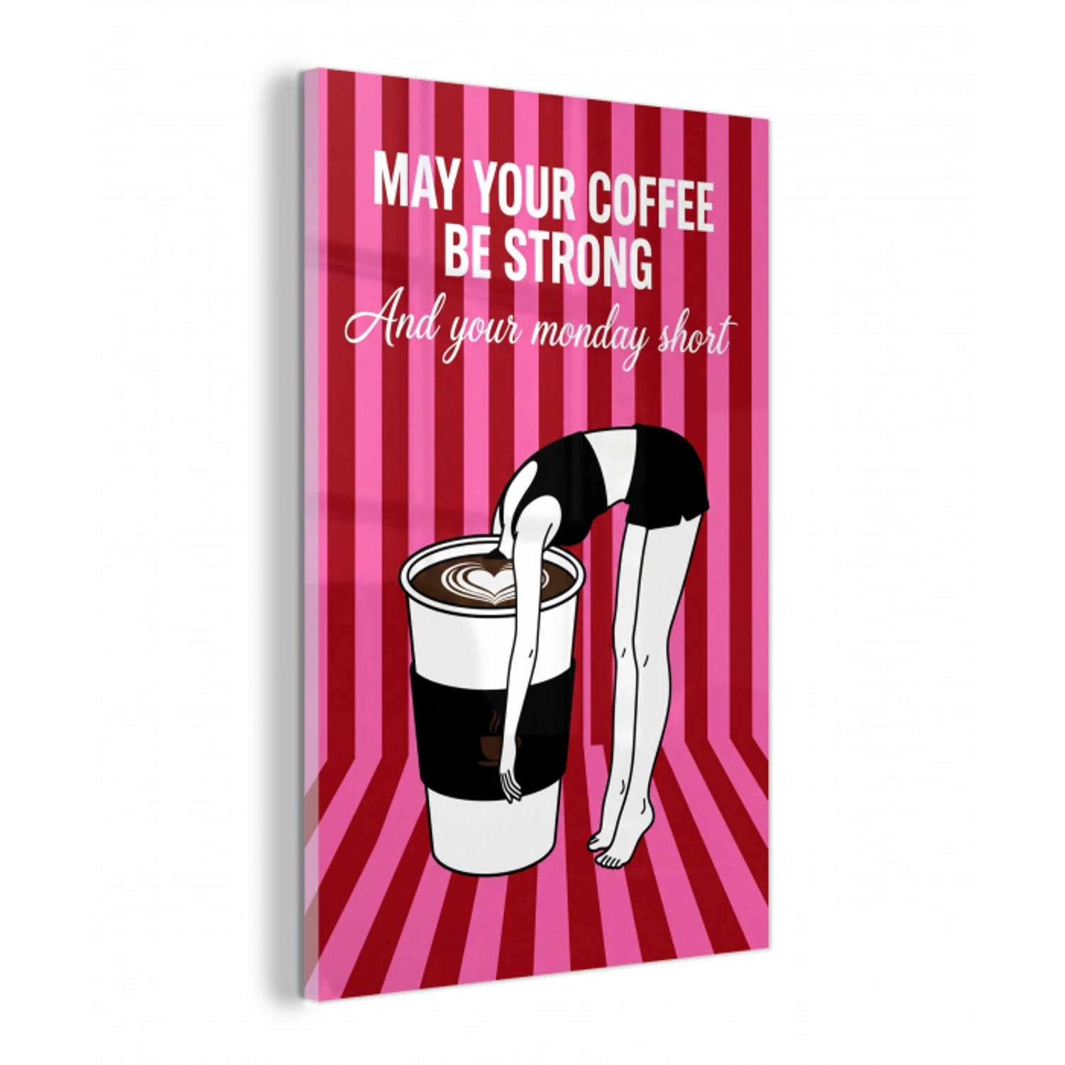 Roze - Strepen - Koffie - Maandag plexiglas 5mm klein -z3d