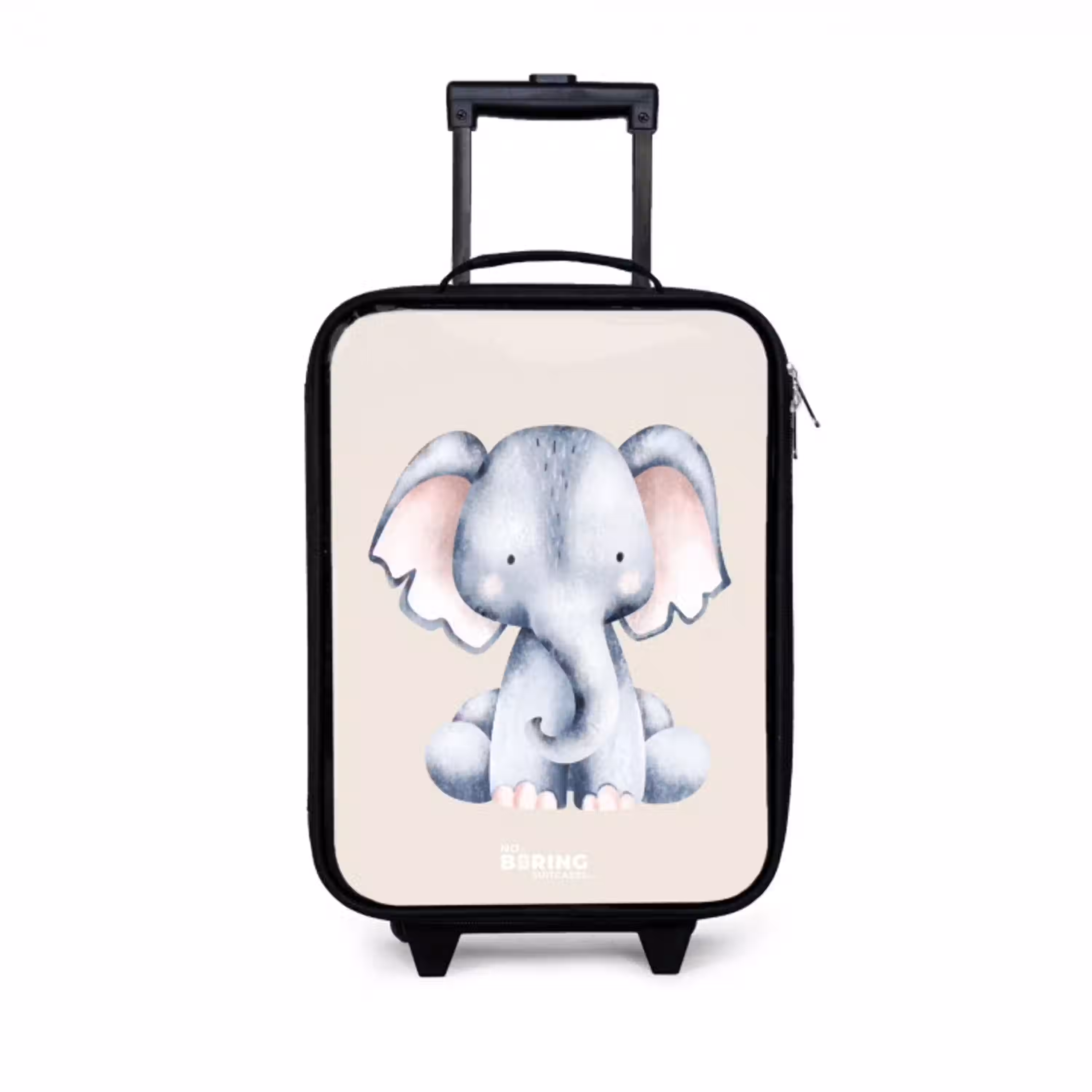 Olifant tekening tegen een beige achtergrond Kinderkoffer - Zwart klein -3d